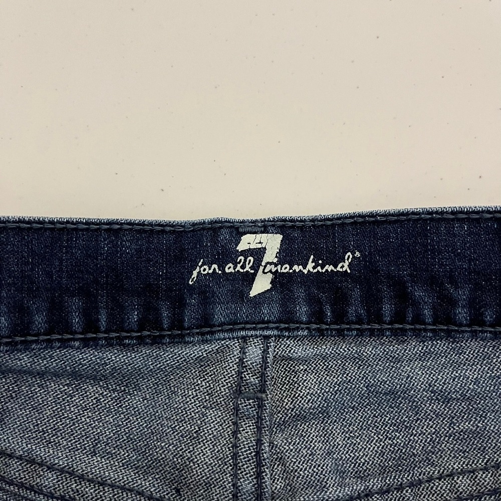 7 For All Mankind Womens Cut Off Denim Shorts Dark Wash Raw Hem Size 25 - Picture 4 of 12
